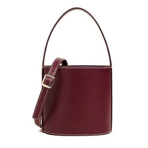 STAUD Bissett Bordeaux Bucket Leather Bag